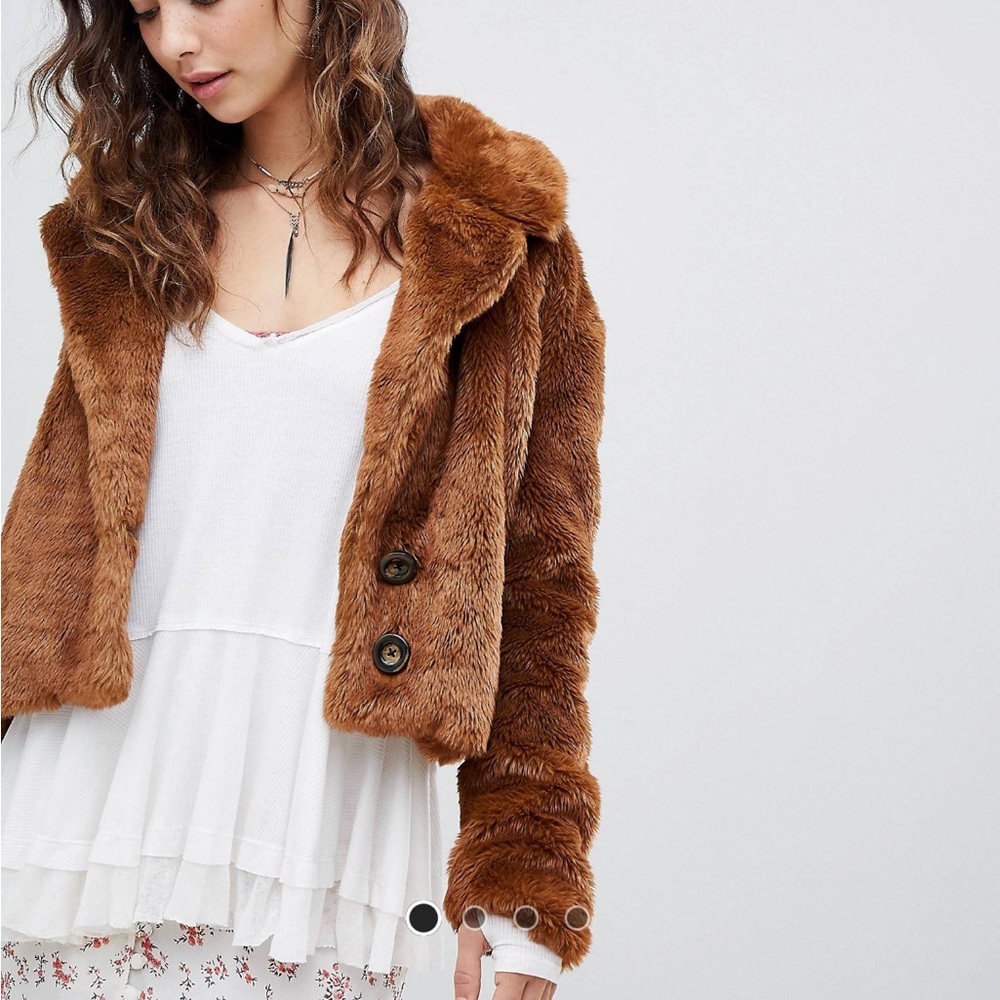 NWOT FREE PEOPLE MENA FAUX FUR COAT
